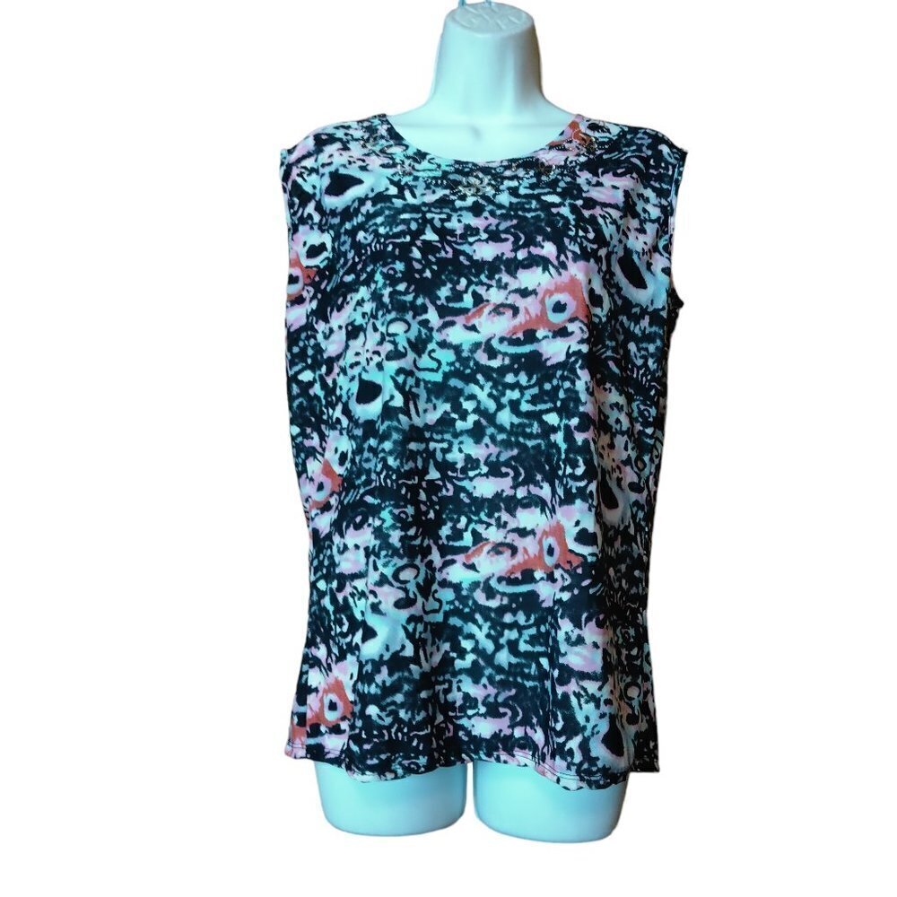 Emily Stacy Multicolored Embroidered Sleeveless Top Size Medium Pullover NWT